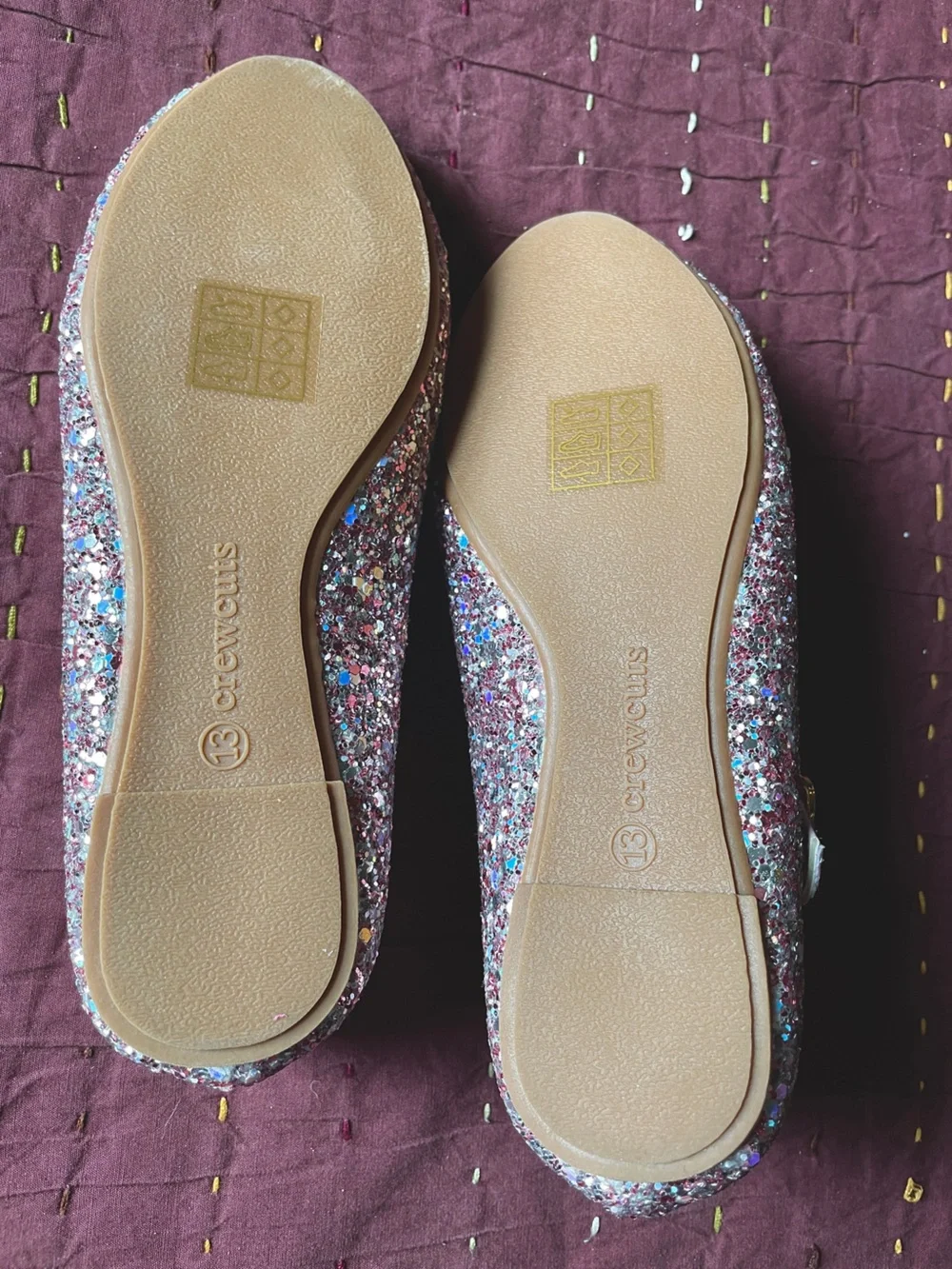 Crewcuts Pink Glitter Mary Jane Shoes with Gold Buckle